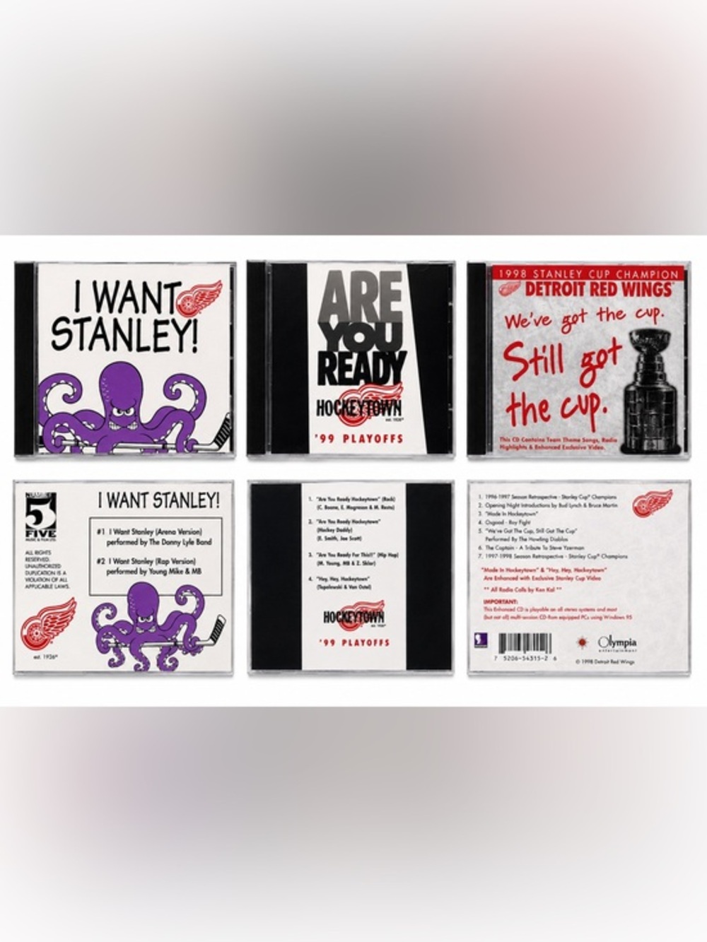 Detroit Red Wings Hockeytown CD Lot 1998 Stanley Cup + I Want Stanley + 1999
